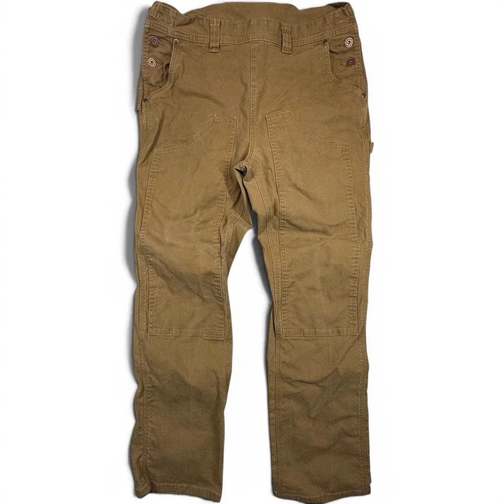 Dickies Overalls Mens 30x30 Brown Duck Canvas Double Knee Bib Workwear Dungarees - Picture 6 of 12